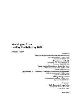 Washington State Healthy Youth Survey Analytic Report 2004