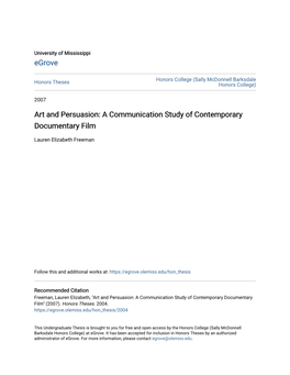 A Communication Study of Contemporary Documentary Film