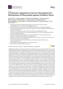 A Proteomic Approach to Uncover Neuroprotective Mechanisms of Oleocanthal Against Oxidative Stress