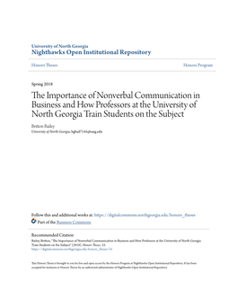 The Importance of Nonverbal Communication in Business and How Professors at the University of North Georgia Train Students on the Subject