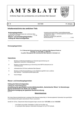 A M T S B L a T T Amtliches Organ Des Landratsamtes Und Landkreises Main-Spessart