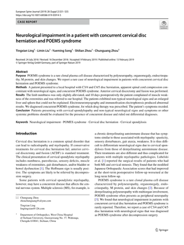 Neurological Impairment in a Patient with Concurrent Cervical Disc Herniation and POEMS Syndrome