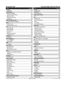 Songs by Title Karaoke Night with the Patman