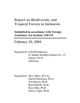 Report on Biodiversity and Tropical Forests in Indonesia