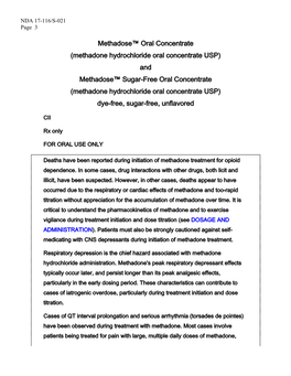 (Methadone Hydrochloride Oral Concentrate USP) and Methadose