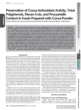 Preservation of Cocoa Antioxidant Activity, Total Polyphenols, Flavan-3-Ols, and Procyanidin Content in Foods Prepared with Coco