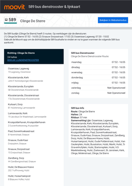 589 Bus Dienstrooster & Lijnroutekaart