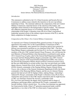 Introduction This Statement Is Submitted to the U.S.-China