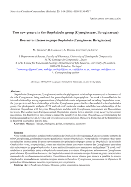 Two New Genera in the Omphalodes Group (Cynoglosseae, Boraginaceae)