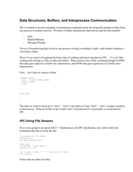 Data Structures, Buffers, and Interprocess Communication