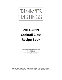 2011-2019 Cocktail Class Recipe Book