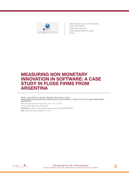 Measuring Non Monetary Innovation in Software: a Case Study in Floss Firms from Argentina