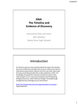 DNA: the Timeline and Evidence of Discovery