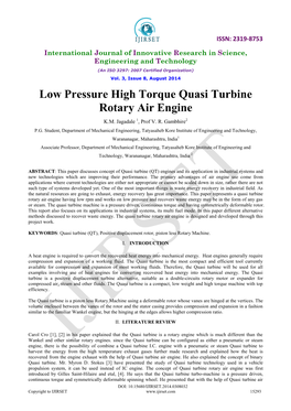 Low Pressure High Torque Quasi Turbine Rotary Air Engine