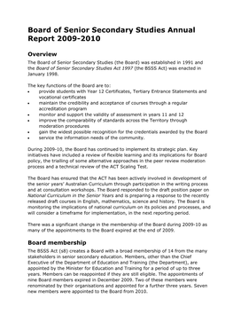 Board of Senior Secondary Studies Annual Report 2009-2010