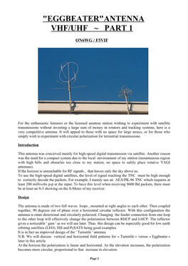 "Eggbeater"Antenna Vhf/Uhf ~ Part 1