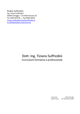 Dott. Ing. Tiziano Suffredini Curriculum Formativo E Professionale
