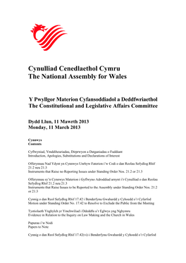 Cynulliad Cenedlaethol Cymru the National Assembly for Wales