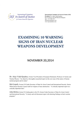 Examining 10 Warning Signs of Iran Nuclear Weapons