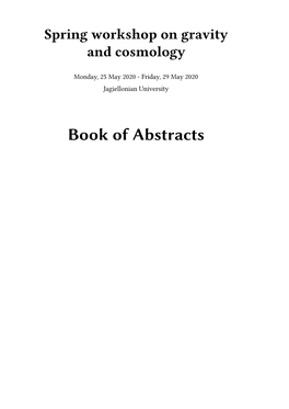 Book of Abstracts Ii Contents