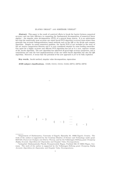 New Fast and Accurate Jacobi Svd Algorithm: I