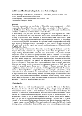 Mesolithic Dwellings in the Ebro Basin (NE Spain)