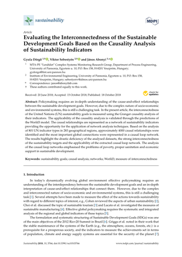 Evaluating the Interconnectedness of the Sustainable Development Goals Based on the Causality Analysis of Sustainability Indicators