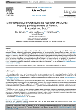 (MIMORE): Mapping Partial Grammars of Flemish, Brabantish and Dutch
