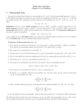 1 Measurable Sets