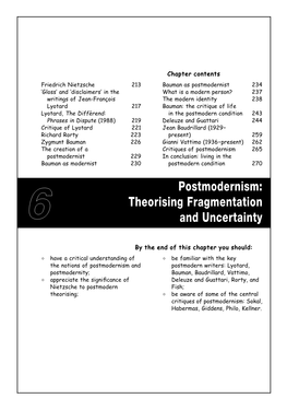 Postmodernism: Theorising Fragmentation and Uncertainty