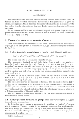 Commutator Formulas