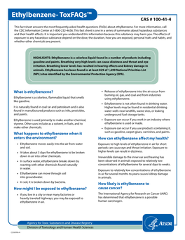 Ethylbenzene- Toxfaqs™ CAS # 100-41-4