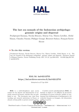 The Last Sea Nomads of the Indonesian Archipelago: Genomic