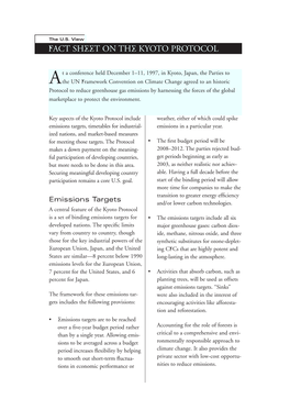 Fact Sheet on the Kyoto Protocol