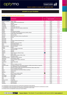 Transport Scolaire Horaires Valables À Compter Du 1Er Septembre 2016