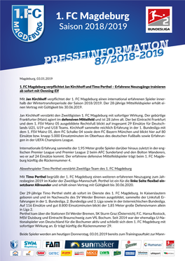 PRESSEINFORMATION 1. FC Magdeburg