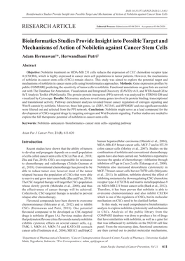 Bioinformatics Studies Provide Insight Into Possible Target and Mechanisms of Action of Nobiletin Against Cancer Stem Cells