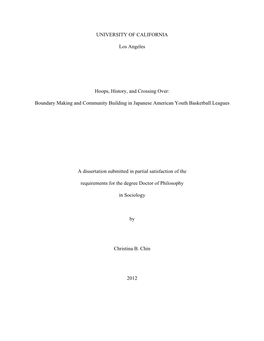 Boundary Making and Community Building in Japanese American Youth Basketball Leagues