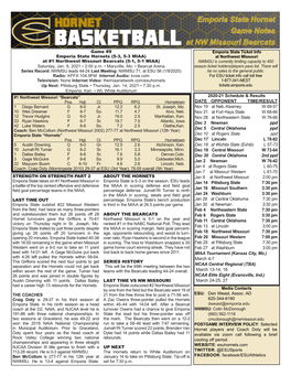 Emporia State Hornet Game Notes at NW Missouri Bearcats