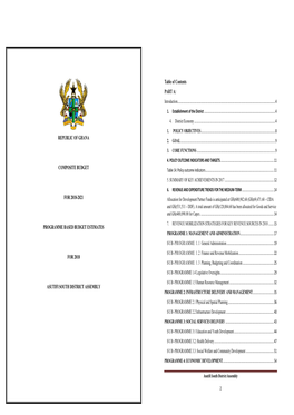 Asutifi South District Assembly Programme 2: Infrastructure Delivery and Management