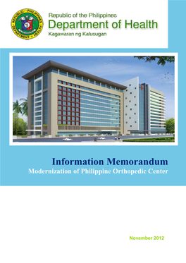 Information Memorandum Modernization of Philippine Orthopedic Center