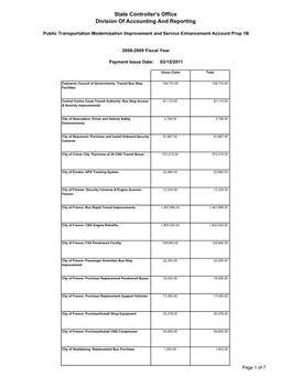 Public Transportation Modernization Improvement and Service Enhancement Account Prop 1B