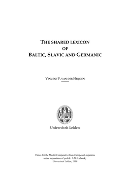 The Shared Lexicon of Baltic, Slavic and Germanic