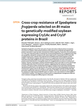 Cross-Crop Resistance of Spodoptera Frugiperda Selected on Bt Maize To
