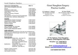 Great Staughton Surgery Practice Leaflet