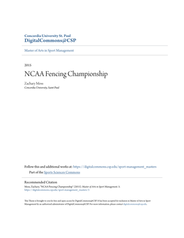 NCAA Fencing Championship Zachary Moss Concordia University, Saint Paul