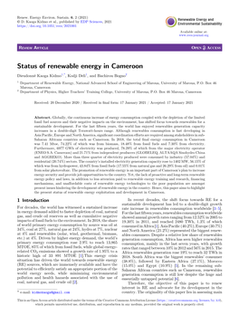 Status of Renewable Energy in Cameroon