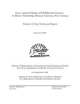 Case-Control Study of Childhood Cancers in Dover Township (Ocean County), New Jersey