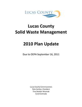 Lucas County Solid Waste Management 2010 Plan Update