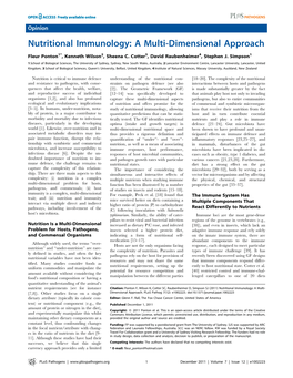 Nutritional Immunology: a Multi-Dimensional Approach